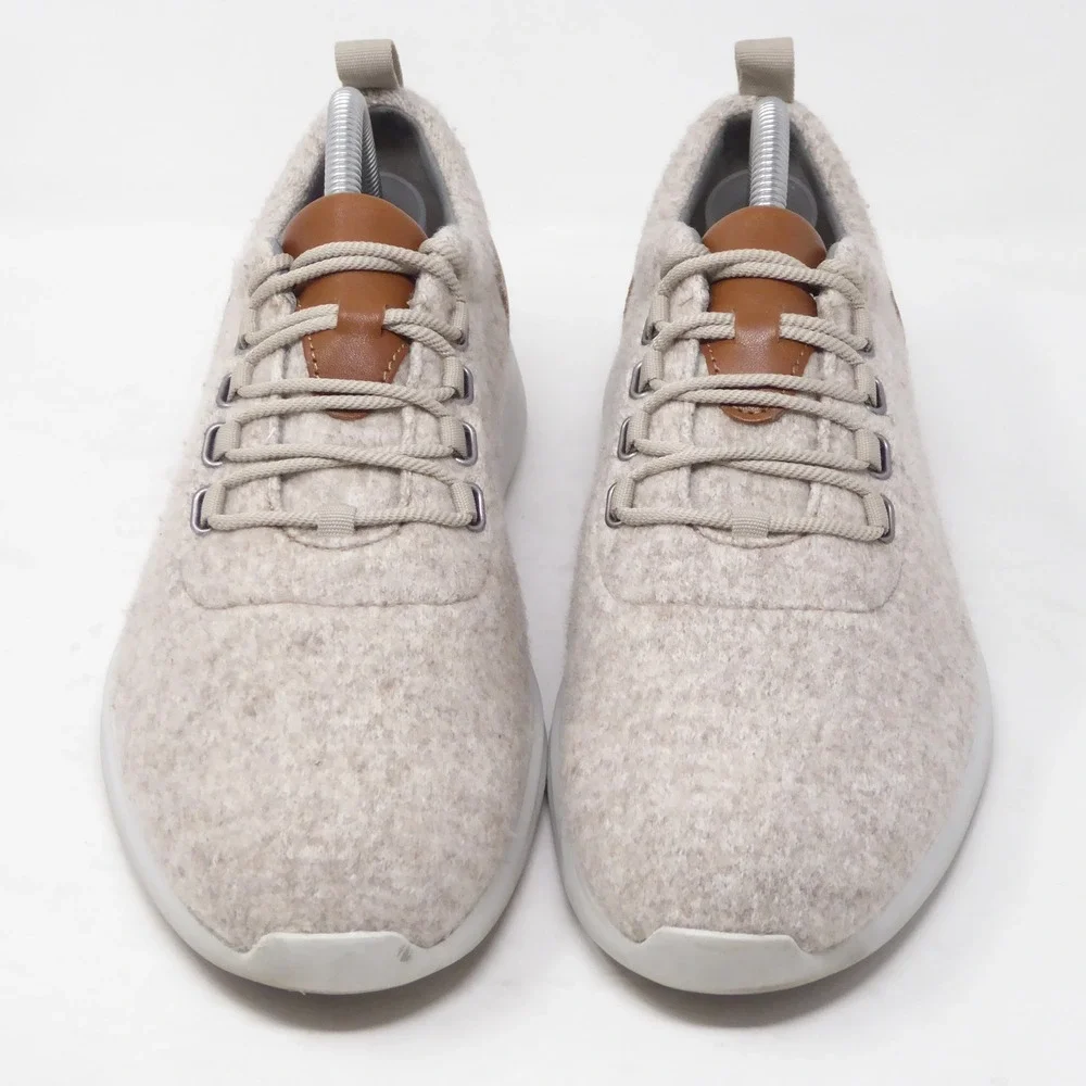 Johnston & Murphy Mens Amherst Wool U-Throat Sneakers Beige Wool Blend Size 8.5